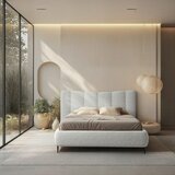 MID.YOU OBLAZINJENA POSTELJA 180 cm x 200 cm , les, tekstil, leseni material svetlo siva | Shoptok.si