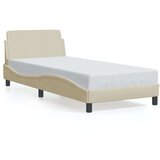  Posteljni okvir z vzglavjem krem 80x200 cm blago | Shoptok.si