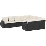  10-dijelni set vrtnih sofa s jastucima crni od poliratana | shoptok.hr