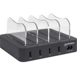 Manhattan 102261 5V/2.4V/34W/držač za telefon Crni USB punjač 4-port