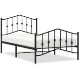  The Living Store Kovinski posteljni okvir z vzglavjem in vznožjem črn 100x190 cm - Posteljni Okvir, (21448837) | Shoptok.si