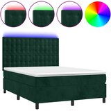  box spring s madracem LED tamnozeleni 140x200 cm baršun | shoptok.hr