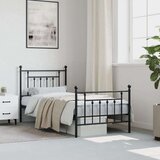vidaXL Kovinski posteljni okvir z vzglavjem in vznožjem črn 90x200 cm | Shoptok.si