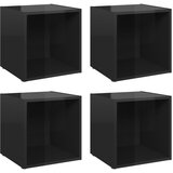Furnova TV omarice 4 kosi visok sijaj črne 37x35x37 cm iverna plošča, (21923148) | Shoptok.si