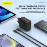 Foneng EU62 GaN zidni punjač - Type-C - PD 45 W - crni | shoptok.hr