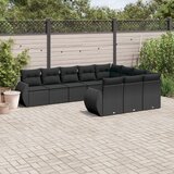 vidaXL 10-dijelni set vrtnih sofa s jastucima crni od poliratana | shoptok.hr