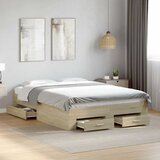  Okvir za krevet s ladicama boja hrasta 135x190 cm drveni | shoptok.hr