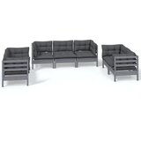 The Living Store Vrtna sedežna garnitura 7-delna z blazinami trdna borovina - Vrtna Sedežna Garnitura, (21460615) | Shoptok.si