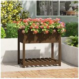  Visoka greda s polico meo rjava 82,5x54x81 cm trdna borovina | Shoptok.si