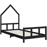  Okvir za dječji krevet crni 90 x 200 cm od masivne borovine | Eponuda.com