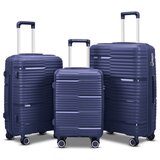 Shumee Set 3 potovalnih kovčkov Barut, mornarsko moder ABS, 4 kolesa, 360°, teleskopski ročaj, (21214353) | Shoptok.si