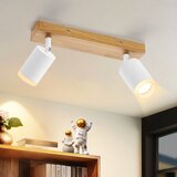 Nettlife Bela stropna svetilka GU10 Vintage lesena stenska svetilka vrtljiva brez žarnice industrijska, (22116890) | Shoptok.si