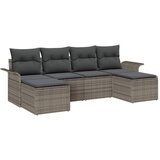 vidaXL Vrtna sedežna garnitura s shranjevanjem 6 pcs Siva poli ratan, (5000145833) | Shoptok.si
