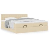  Otomanski okvir kreveta s madracima krem 200x200cm od tkanine | shoptok.hr