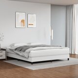 vidaXL Box spring postelja z vzmetnico bel 160x200 cm umetno usnje Cene