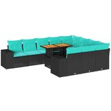  Vrtna garnitura - 11-dijelni set vrtnih sofa od poliratana s jastucima crni - Crna 1 | shoptok.hr