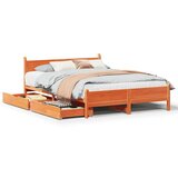 Maison Chic Posteljni okvir - Dvoposteljna postelja - Zakonska postelja brez vzmetnice voščeno rjav 140x190 cm borovina-J13428, (21764863) | Shoptok.si