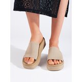 Sergio Leone Women's cream wedge flip-flops | Shoptok.si