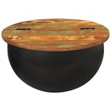 Stolić za kavu crni 50 x 27 cm od masivnog obnovljenog drva | shoptok.hr