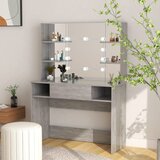 The Living Store Toaletna mizica z LED lučkami 100x40x135 cm MDF betonsko siva - Mizica Za Ličenje, (21494798) Cene