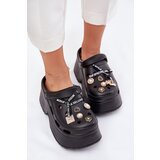 Boto Women's Slide Sandals On Chunky Platform With Embellishments Black Vivira | Shoptok.si