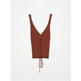 Dilvin 10362 Tie Front Knitwear Undershirt-Chestnut | shoptok.hr