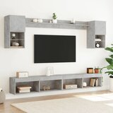  6-dijelni zidni TV elementi s LED svjetlima boja betona drveni | Eponuda.com