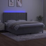  box spring s madracem LED svjetlosivi 180x200 cm baršun | shoptok.hr