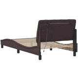  Posteljni okvir z LED brez vzmetnice temno rjav 100x200cm blago, (21791522) | Shoptok.si