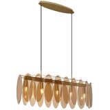 QAZQA Art Deco viseča svetilka zlata z ovalnim jantarjevim steklom 5-Lights - Mochan | Shoptok.si