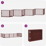 vidaXL Ograda za pse z vrati zložljiva 8 panelov rjava 640 cm les | Shoptok.si