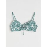 Sinsay Bandeau bikini s printom palminih listova i vezanjem na prednjoj strani | shoptok.hr