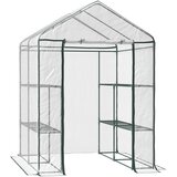 Outsunny prozoren PVC zunanji vrtni rastlinjak, balkonski rastlinjak s policami za vrtnine 1,43 x 1,43 x 1,95 m, (20747966) Cene