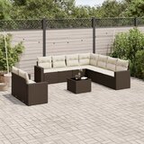  10-dijelni set vrtnih sofa od poliratana s jastucima smeđi | shoptok.hr