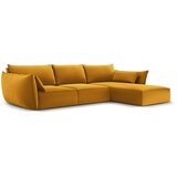 Mazzini Sofas Gorčično rumena žametna kotna sedežna garnitura z ležalnikom (desni kot) Vanda – | Shoptok.si
