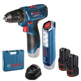 Bosch akumulatorska bušilica-odvrtač GSR 120-LI + GLI 12V-300 (2x 2,0 Ah + GAL 1210 CV, kofer) | ePonuda.com