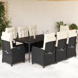 vidaXL 9-dijelni vrtni blagovaonski set s jastucima crni od poliratana | shoptok.hr