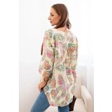 Kesi Włoski Women's cotton blouse with a butterfly pattern and buttons - yellow | shoptok.hr