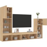  4-dijelni zidni TV elementi s LED svjetlima boja hrasta drveni Smeđa | shoptok.hr