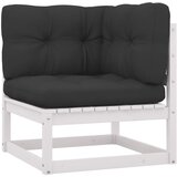 Maison Chic Vrtni kotni kavč - Zunanji kavč z antracitnimi blazinami trdna borovina, (22040836) | Shoptok.si