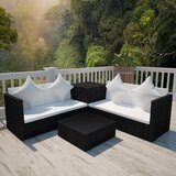 The Living Store Vrtna sedežna garnitura z blazinami 4-delna poli ratan črna - Komplet Vrtnega Pohištva, (21480176) | Shoptok.si