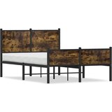 Maison Chic Kovinski Posteljni okvir - Dvoposteljna postelja - Zakonska postelja brez vzmetnice dimljen hrast 120x190cm, (21693081) Cene