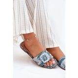 Boto Flat Women's Slippers With Decorative Buckle Blue Clariola | shoptok.hr