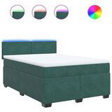 vidaXL Box spring postelja z vzmetnico temno zelena 140x200 cm žamet | Shoptok.si