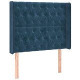 Maison Chic Vzglavna omarica - Nočna omarica - Posteljna omarica z ušesi temno modro 103x16x118/128 cm žamet, (21711520) | Shoptok.si