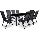  9-dijelni sklopivi vrtni blagovaonski set od aluminija crni | shoptok.hr