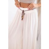 Kesi Włoski Women's wide-leg viscose trousers dark beige | shoptok.hr