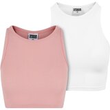 UC Ladies Women's Cropped Rib Top - 2 Pack Pink+White | shoptok.hr