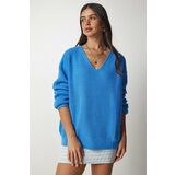 Happiness İstanbul Sweater - Dark blue - Oversize Cene