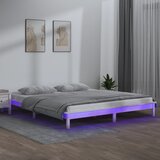  LED okvir za krevet bijeli 160 x 200 cm od masivnog drva | shoptok.hr